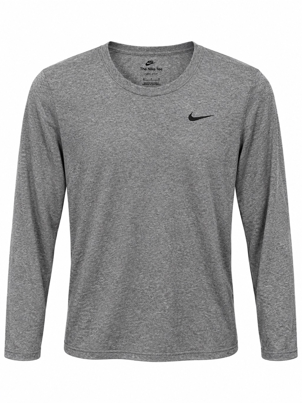 Nike Long Sleeve Dri-FIT Tee - Heather Grey with Black Swoosh